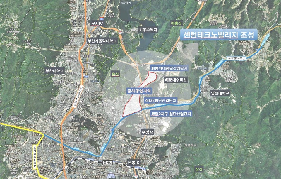 센텀테크로빌리지 광역적 입지여건(제공=부산시)
