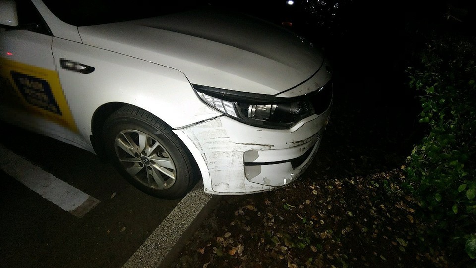 음주교통사고 내고 도주한 택시(사진=부산경찰청)