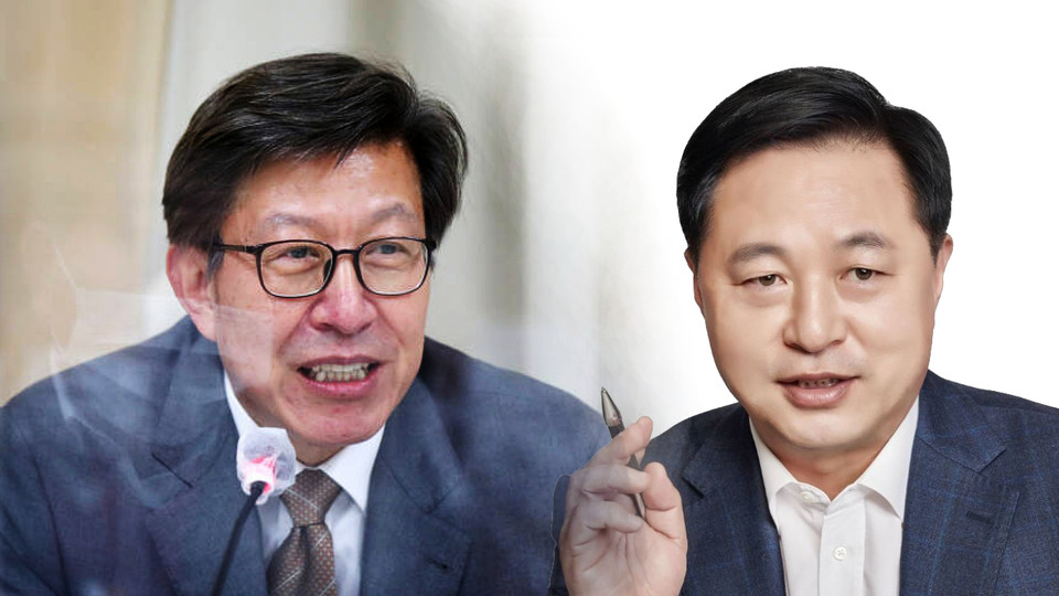 박형준 부산시장 예비후보(왼쪽)와 더불어민주당 김두관 의원(오른쪽)