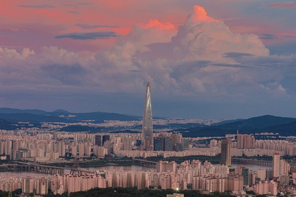 롯데타워 저녁노을