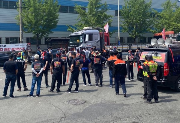 화물연대 파업현장 모습