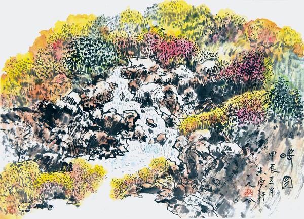 수묵담채화(화선지 33㎝x45㎝) 「시의(時宜)」. 시기에  알맞음