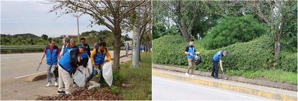 인천강화경찰서와 강화경찰발전위원회가 '환경정화 캠페인 및 범죄예방 순찰'을 실시하고 있다.(사진-강화경찰서)