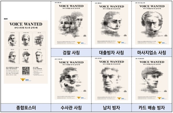 이스피싱범 목소리 제보 캠페인 『VOICE WANTED』 포스터, 종합편 1종, 개별편 6종 포스터 각 2,000부씩 총 14,000부 인쇄·배포 (자료=경찰청 제공)